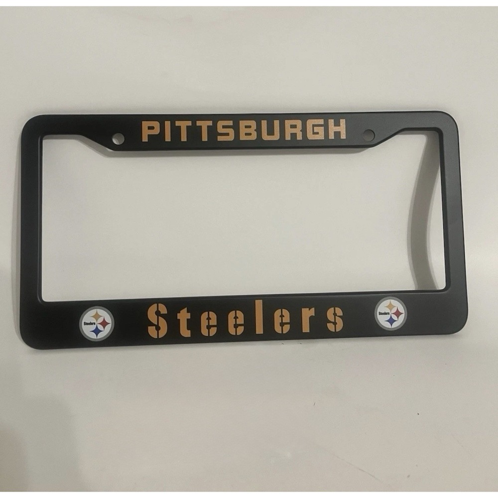 Pittsburgh Steelers Black License Plate Frame Metal Powder Coated NFL Custom